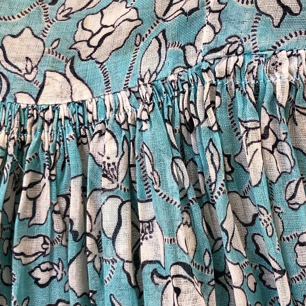 1940’s Ice Blue Floral Organza Dress - Picture 6 of 7